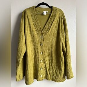 Jones New York chartreuse 3/4 sleeve sweater jacket size 2XL